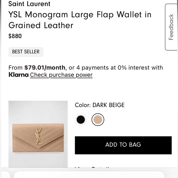 Beige YSL cassandre wallet on chain - Picture 13 of 13